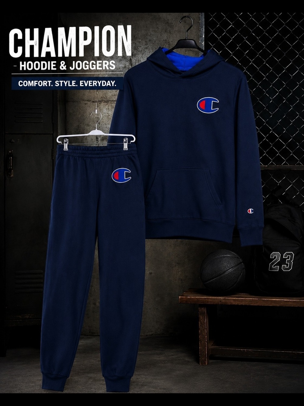 Champion Kids Hoodie Jogger Set Navy Royal Blue